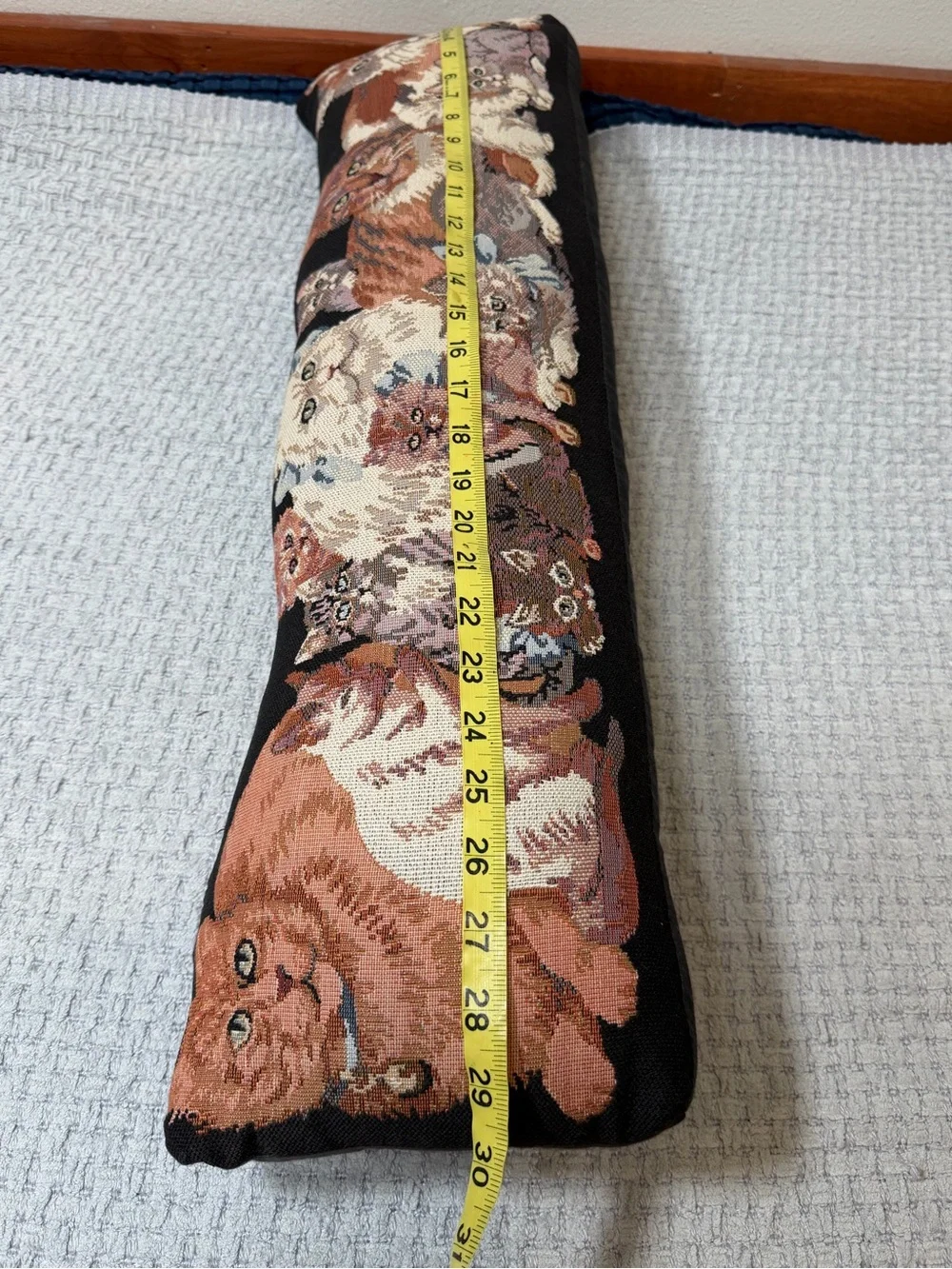 Cottagecore Kitty Cats Embroidered Tapestry Pillow Cat Decor Black Tan Ivory